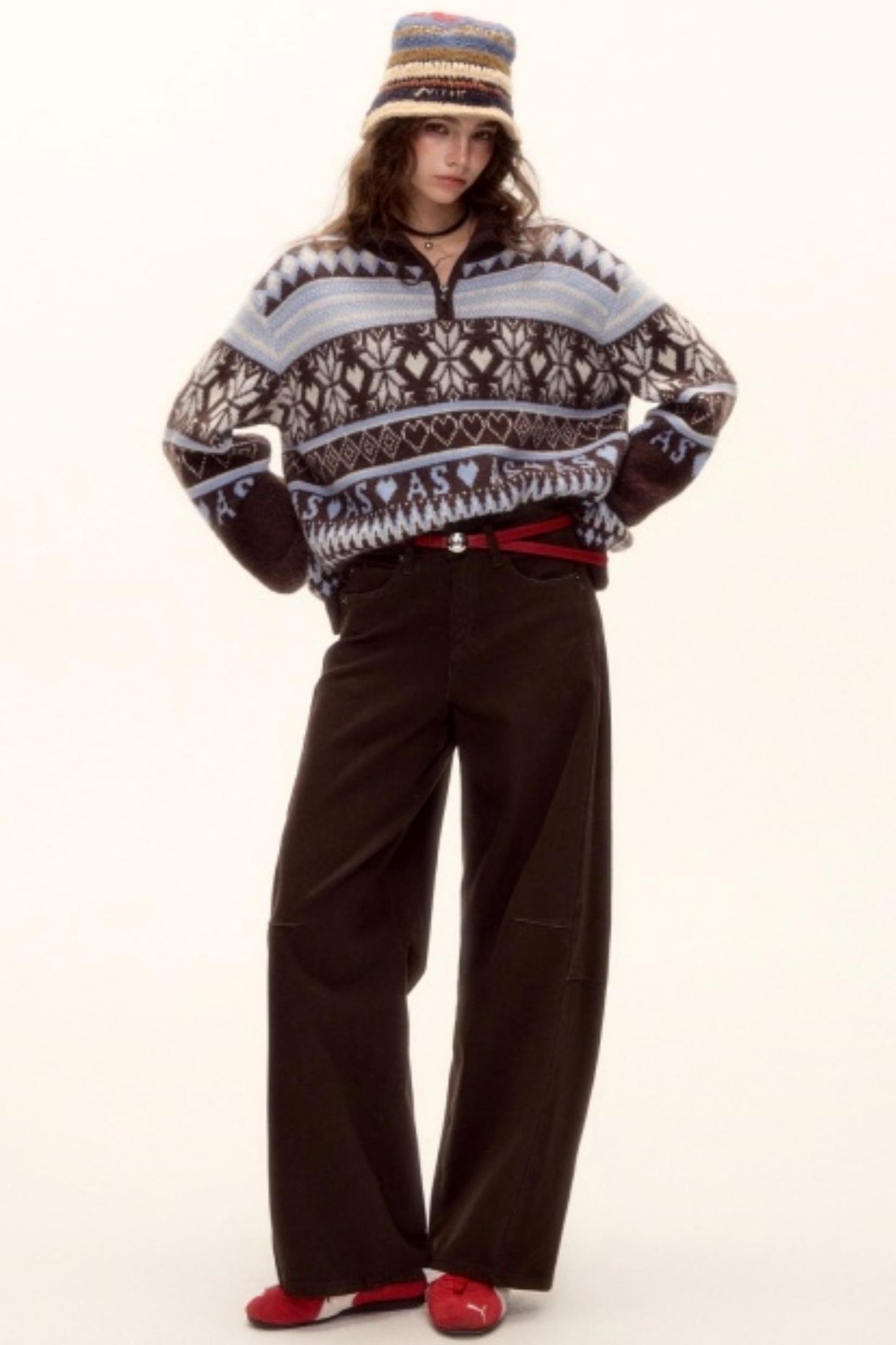 Scimitar Red Belt Denim Pants