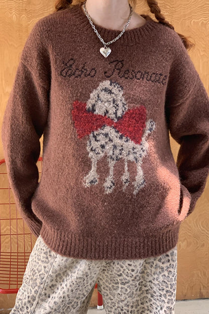 Dog Embroidery Knitted Sweater