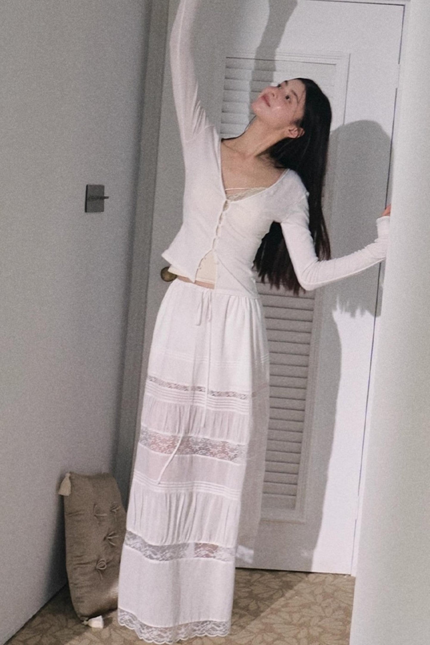 Stretch Linen Large V-Neck Cardigan