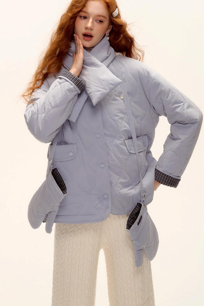 Milk Blue Plaid Cotton Jacket Set