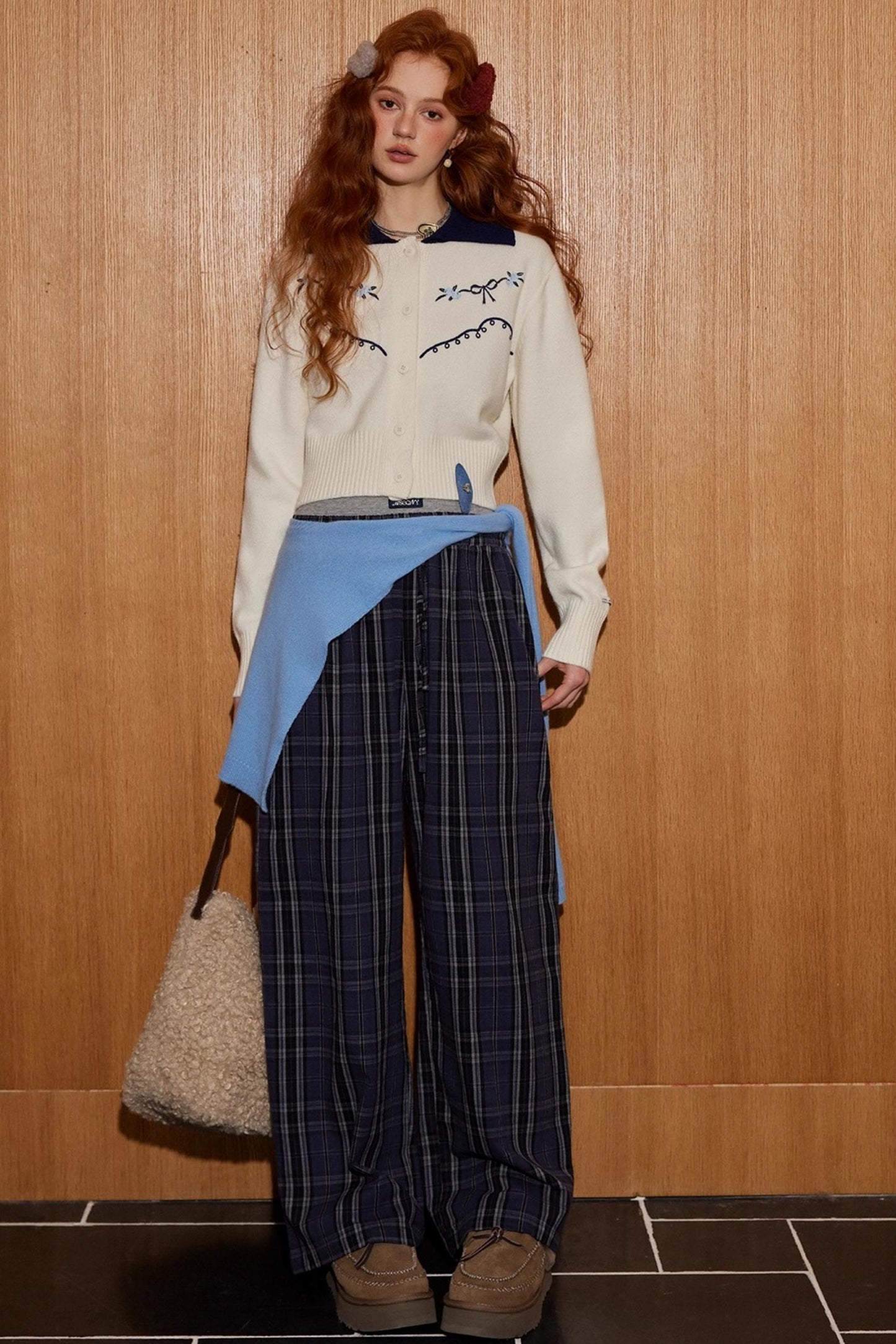 Color-Blocked Embroidered Cardigan