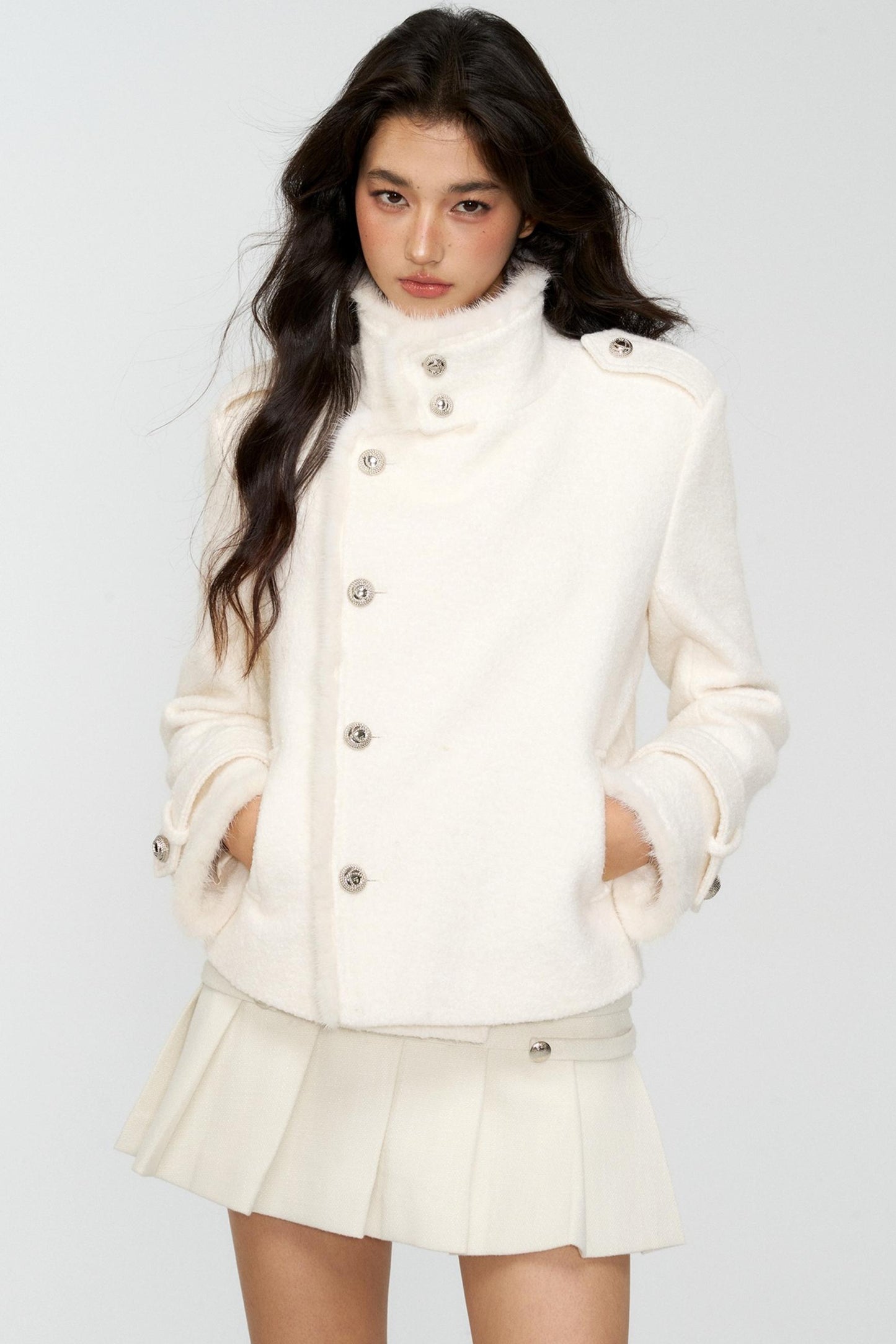 Exquisite Woolen Cropped Jacket Set-Up