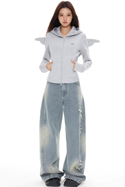 Blue Distressed Denim Pants