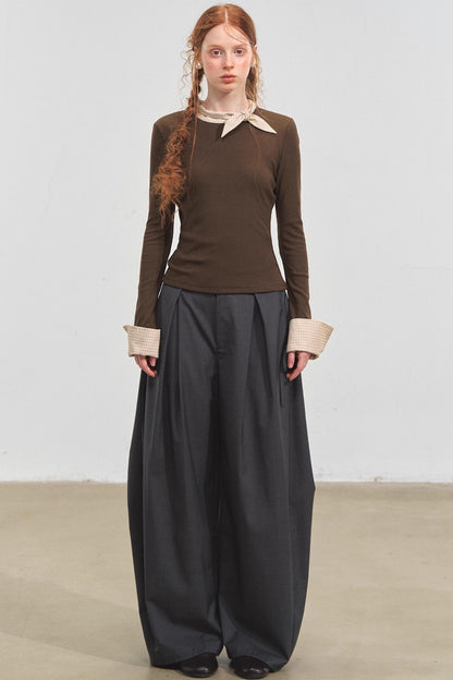 Bow Tie Slim Knit Top