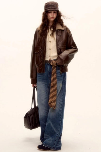 Retro Washed Denim Pants