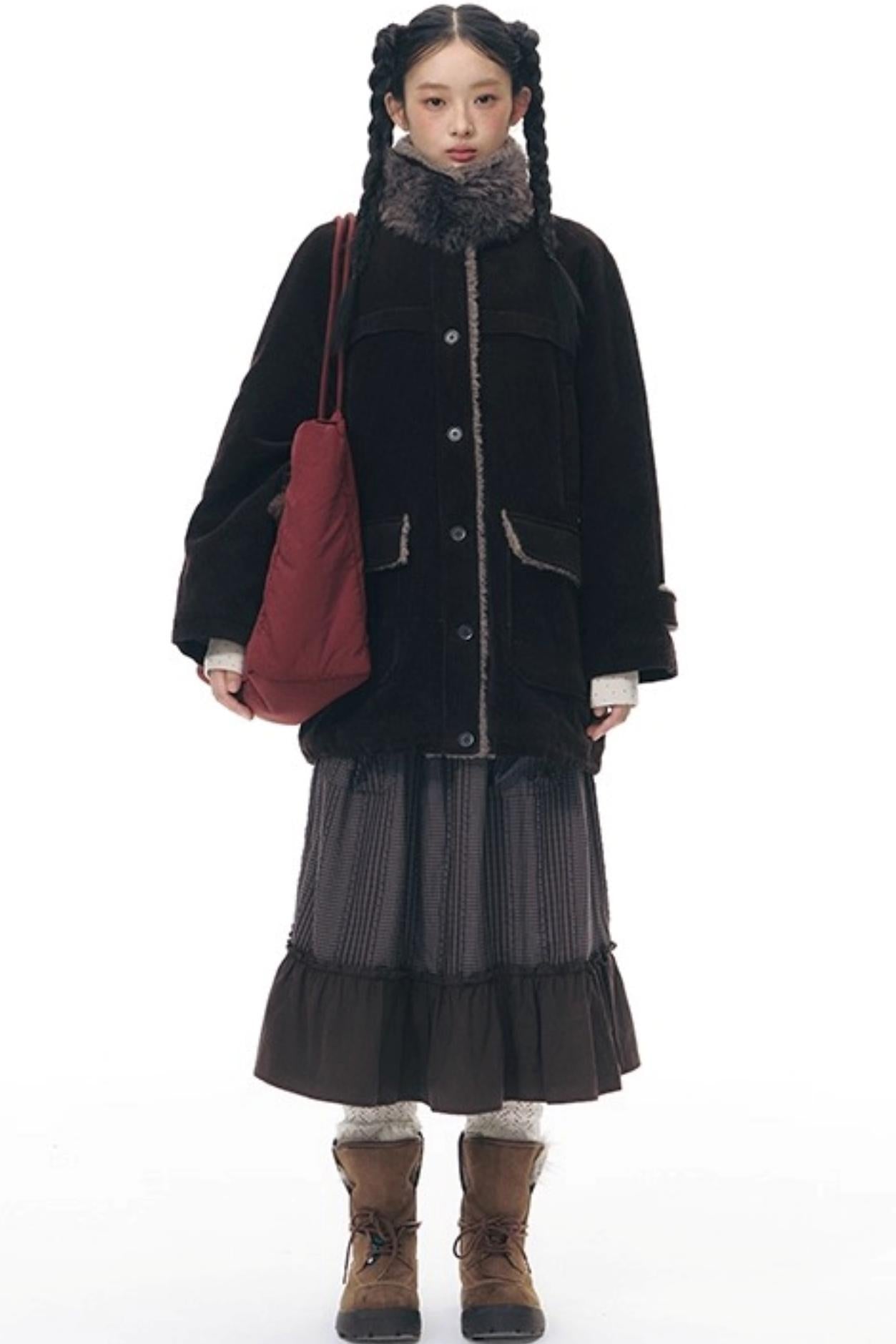 Patchwork Ruffled Umbrella Skirt