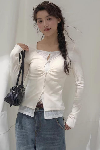 Seashell Lace Layered Top
