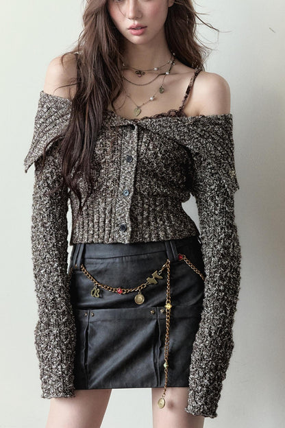 Cropped Wool Knit Sweater