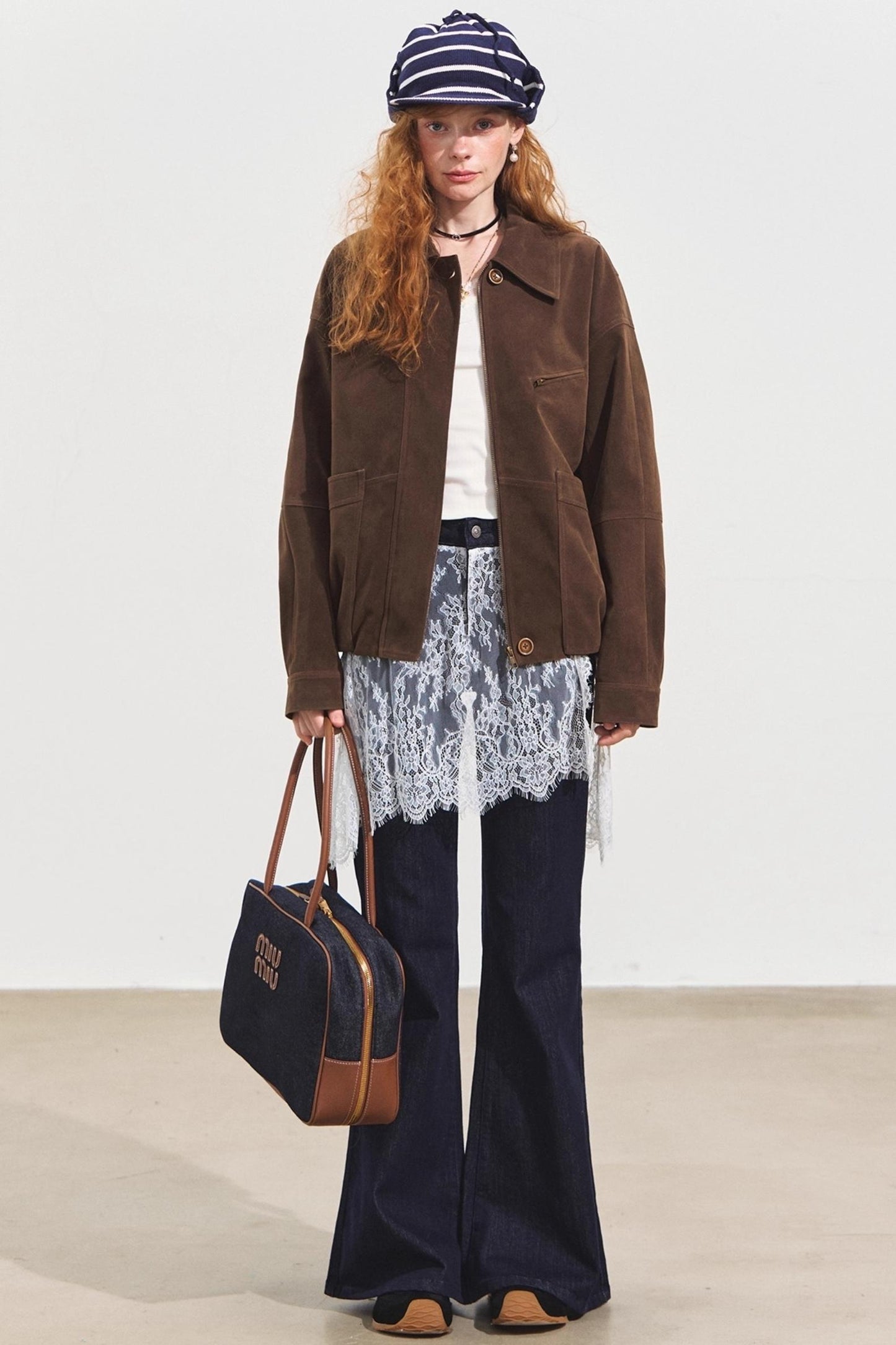 Fake Two Lace Curtain Bootcut Jeans