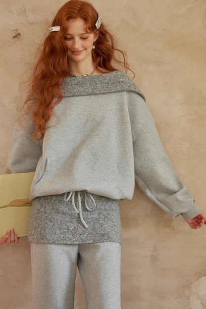 Gray Off-Shoulder Two-Piece Set-Up