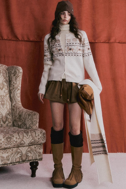 Beaded Suede Puffy Skirt