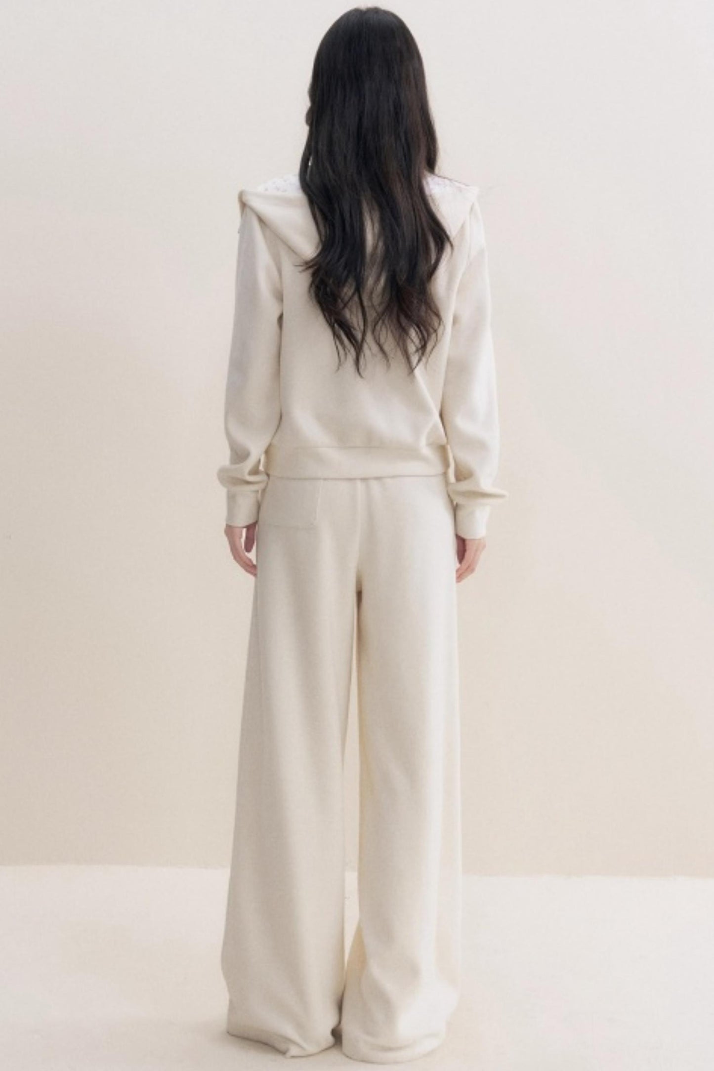 Rose Print Patchwork Hooded Jacket Set-Up