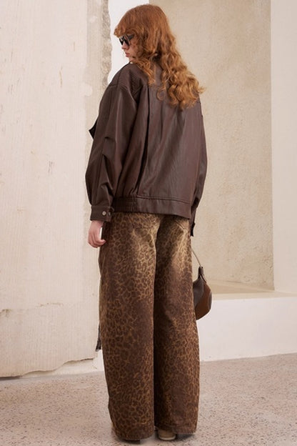 Leopard Split Wide Leg Pants