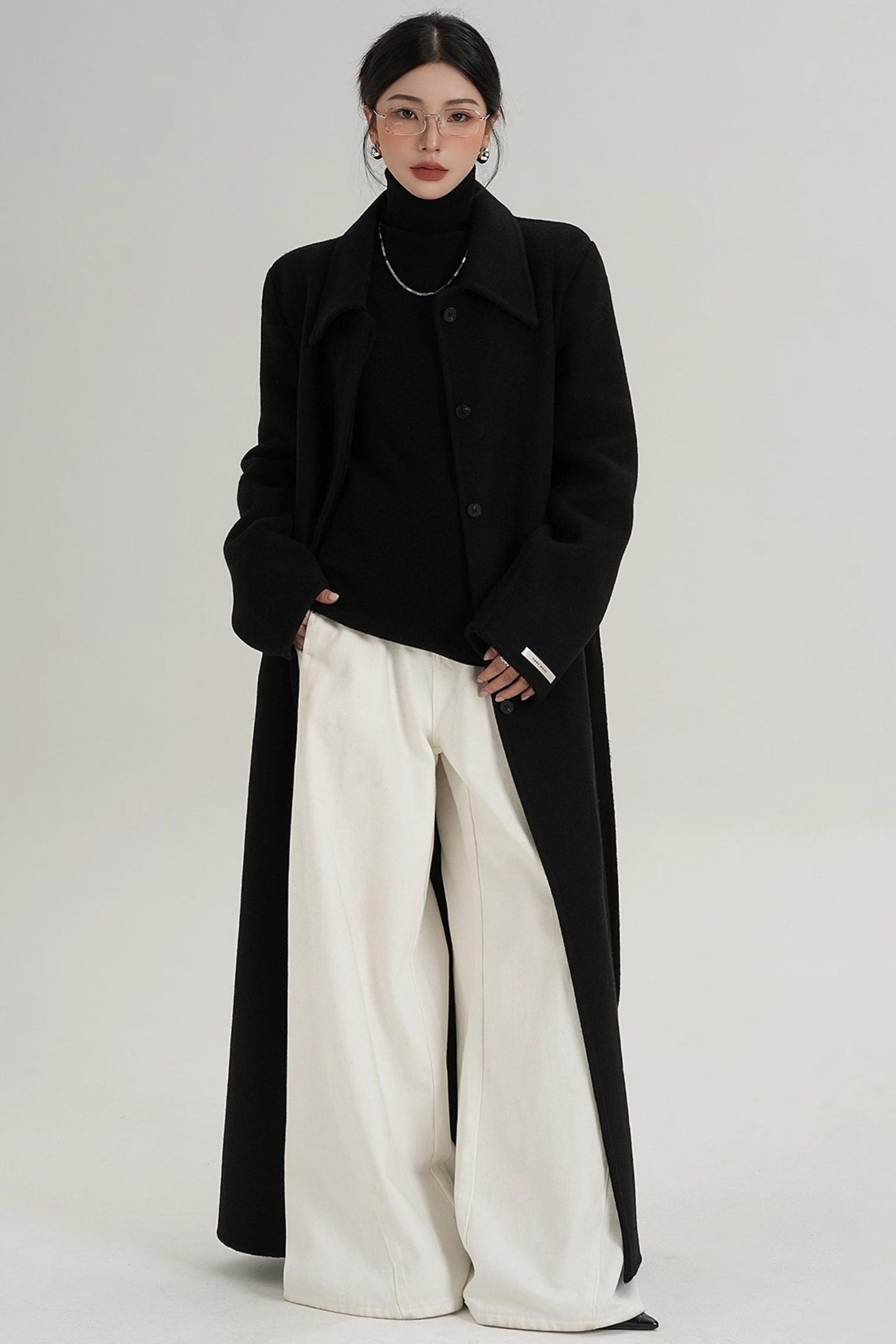 Elegant Extra-Long Wool Coat