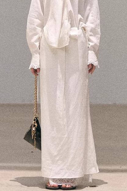 Lyocell Embroidered Draped Skirt Set-Up