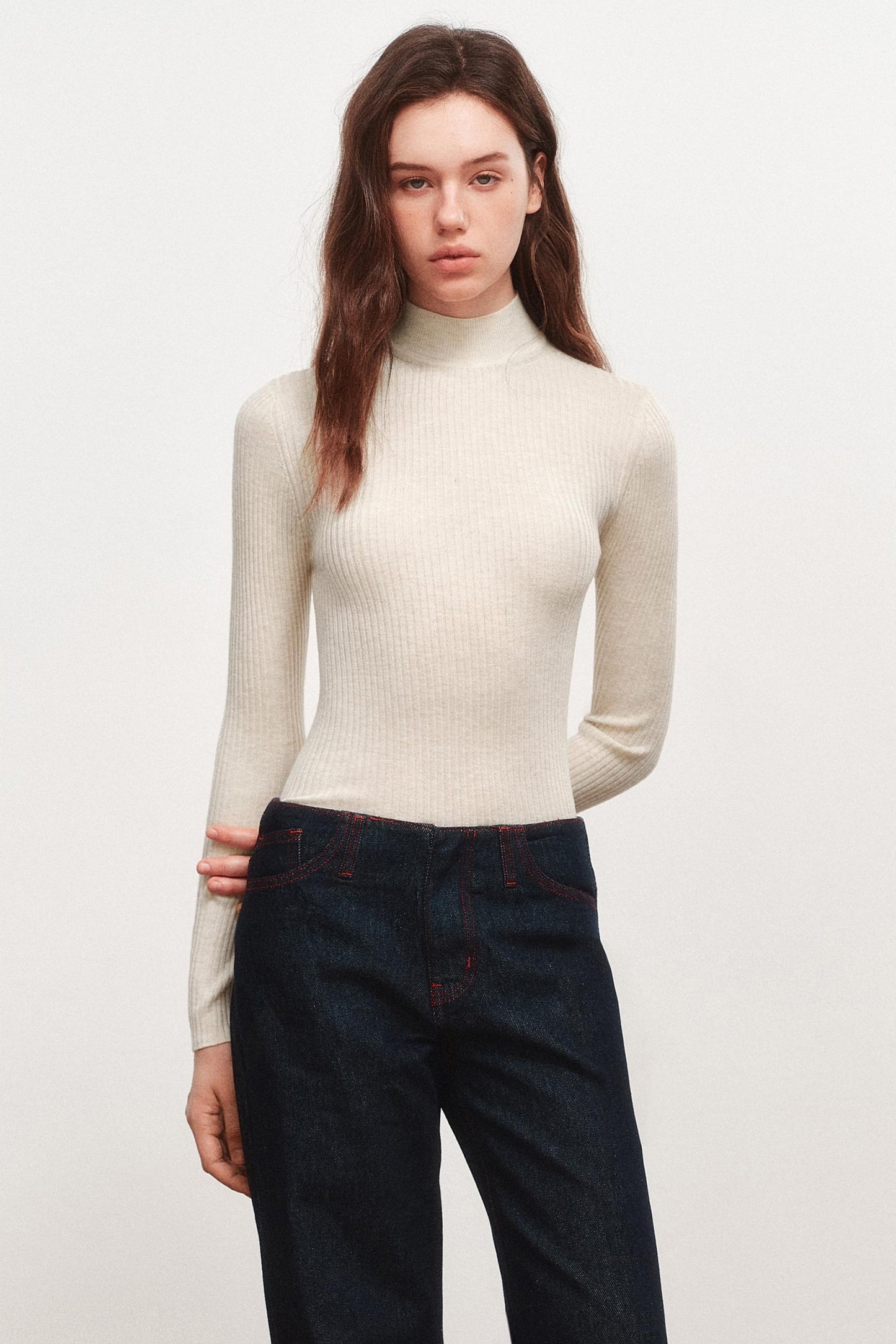 High Neck Knitted Sweater Top