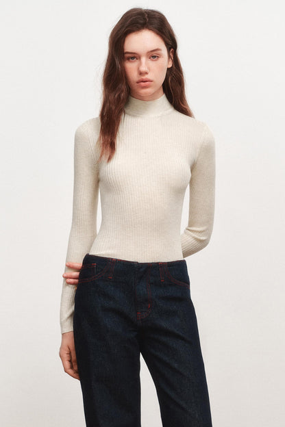 High Neck Knitted Sweater Top
