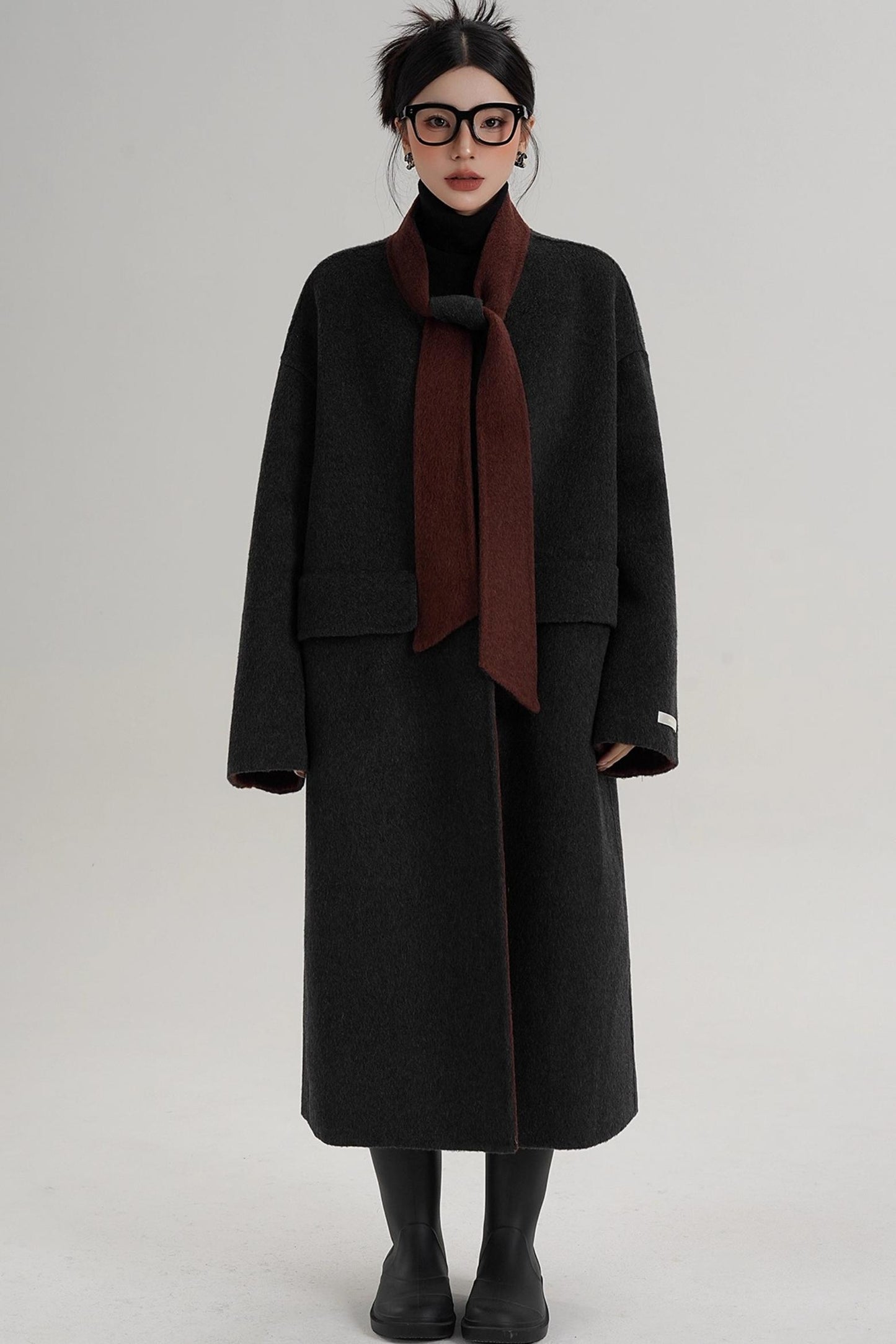 Reversible Contrast Wool Coat