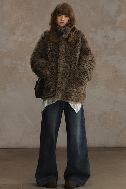 Winter Lamb Fur Deer Skin Jacket