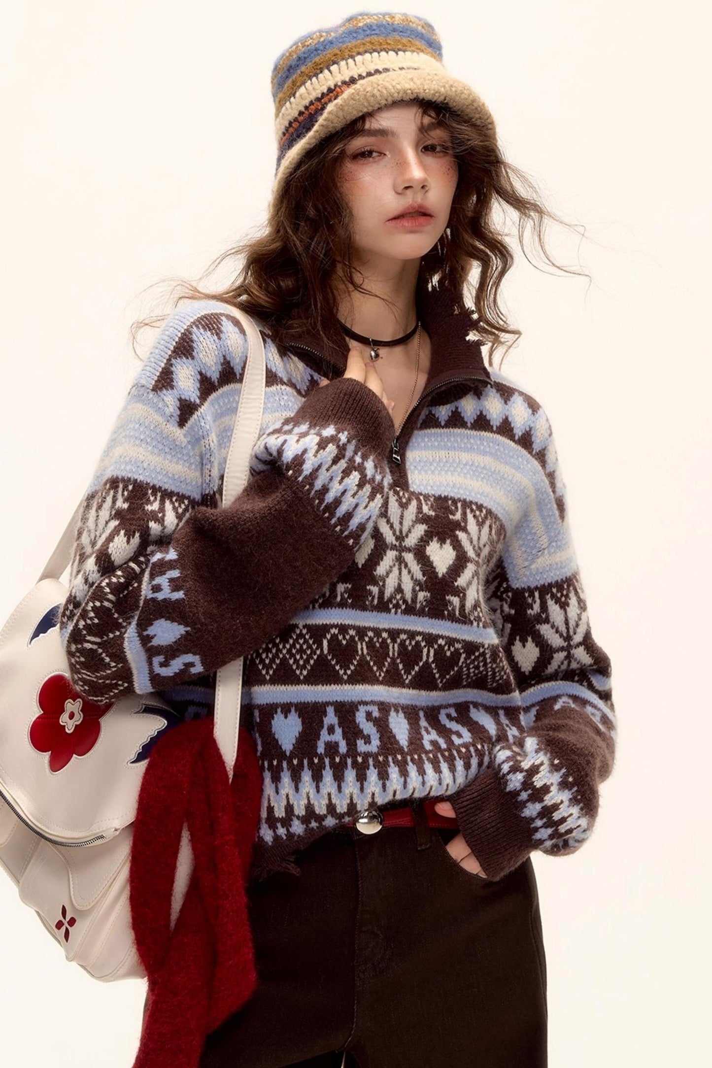 Fair Isle Knit Cardigan Set-Up