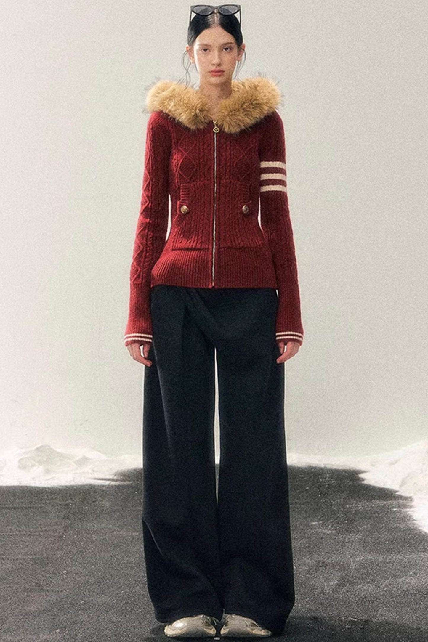 Fleece-Lined Wide-Leg Pants