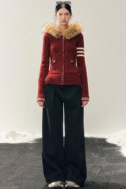 Fleece-Lined Wide-Leg Pants