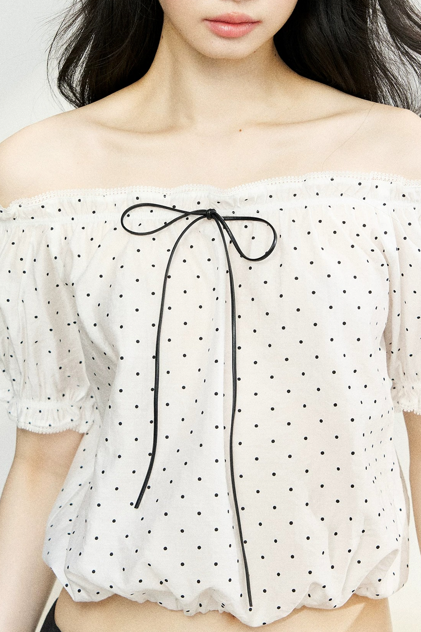 Polka Dot Bow Blouse and Pants Set-Up