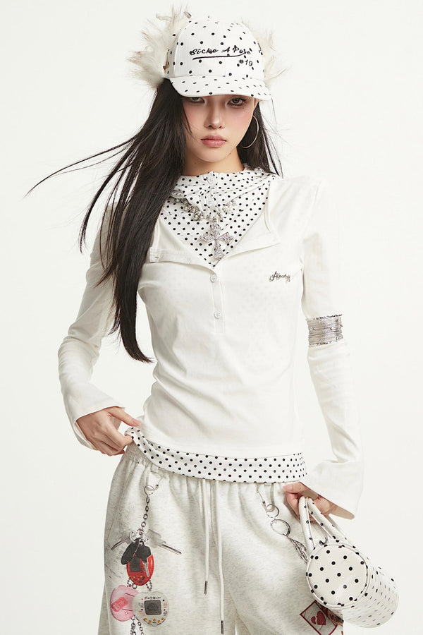 Vintage Polka Dot Long Sleeve T-Shirt