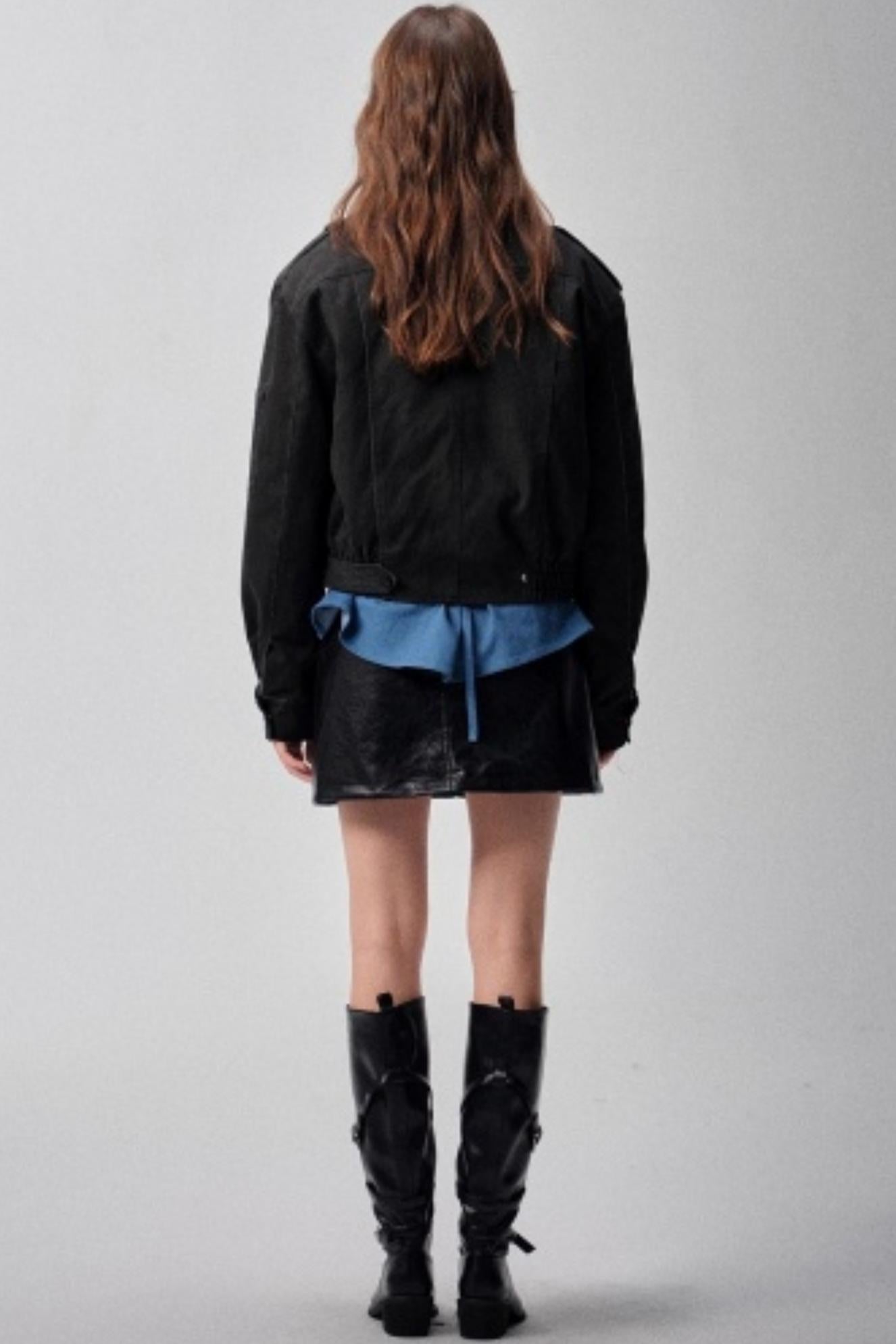 Detachable Collar Padded Jacket Shorts Set-Up