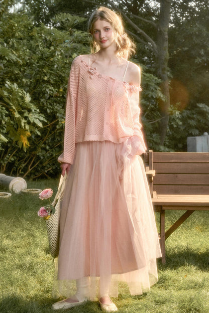 Galaxy Ice Silk Hollow Cardigan