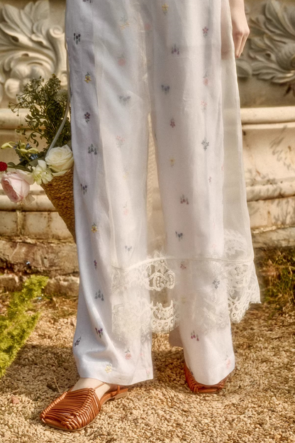 Linen Embroidered Blouse Set-Up