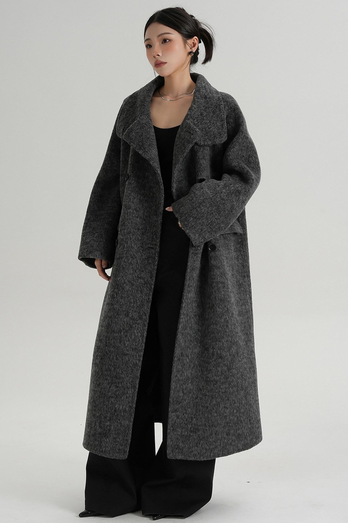 Minimalist Long Reversible Wool Coat