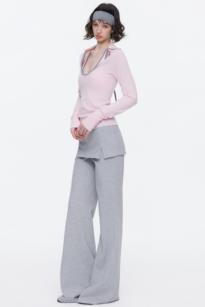 Color-Blocked Wool Knit Top Set-Up