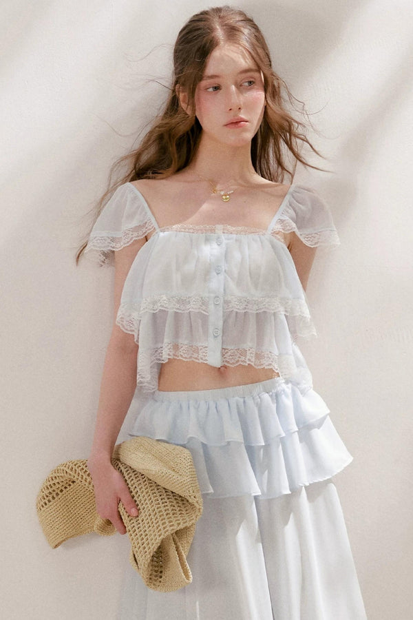 Romantic Lace Ruffle Skirt Set-Up