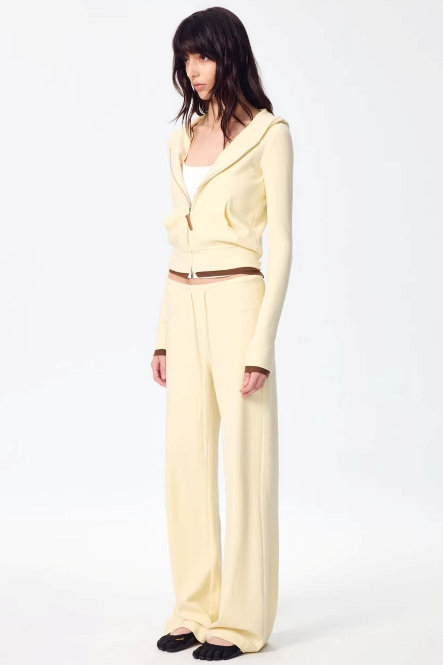 Color-Blocked Zipper Sweatshirt Top Set-Up