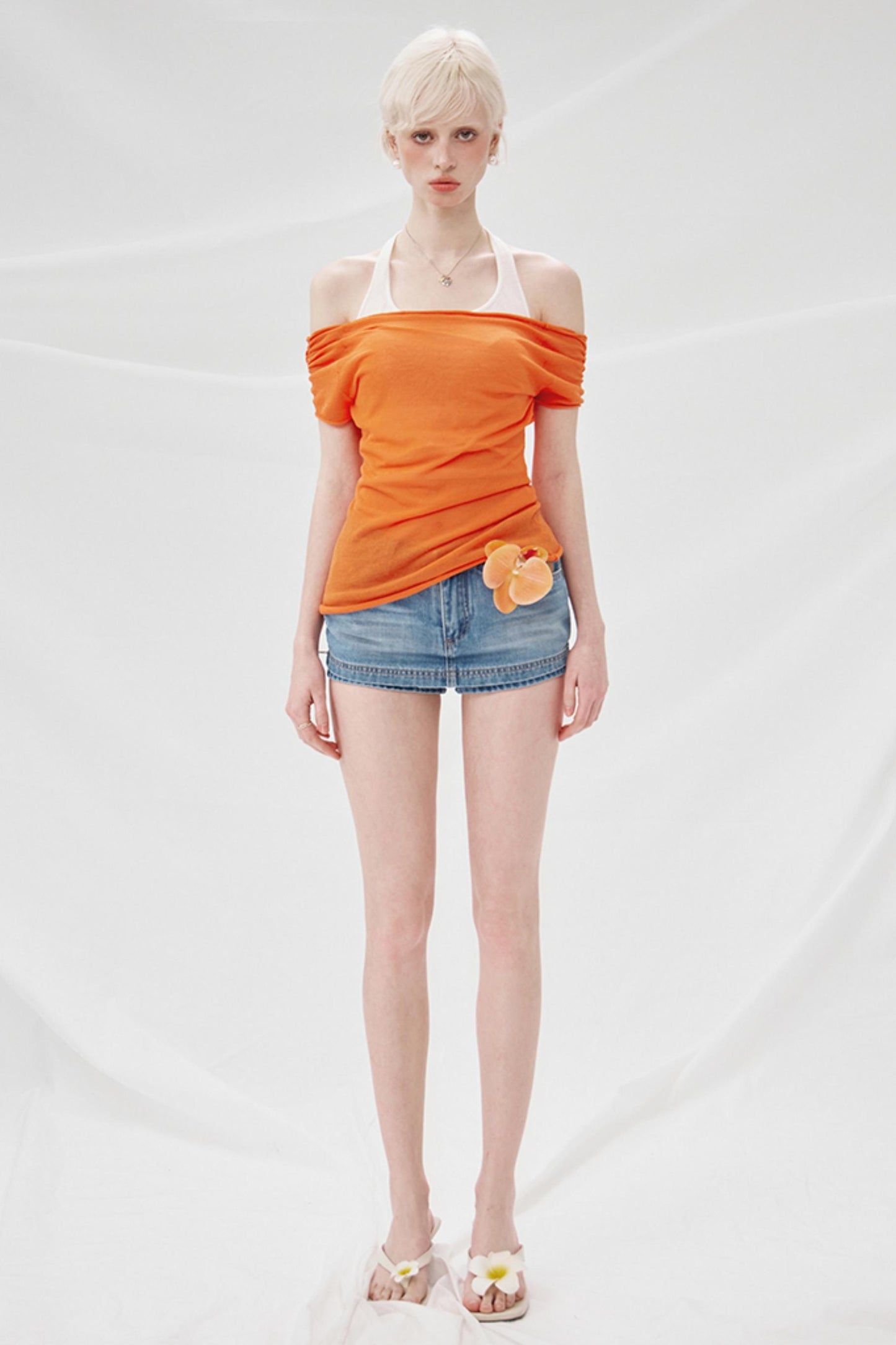 High-Waisted Denim A-Line Skirt