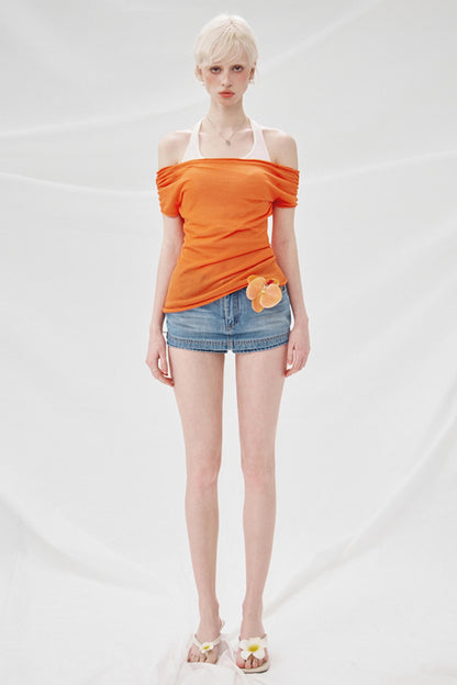 High-Waisted Denim A-Line Skirt