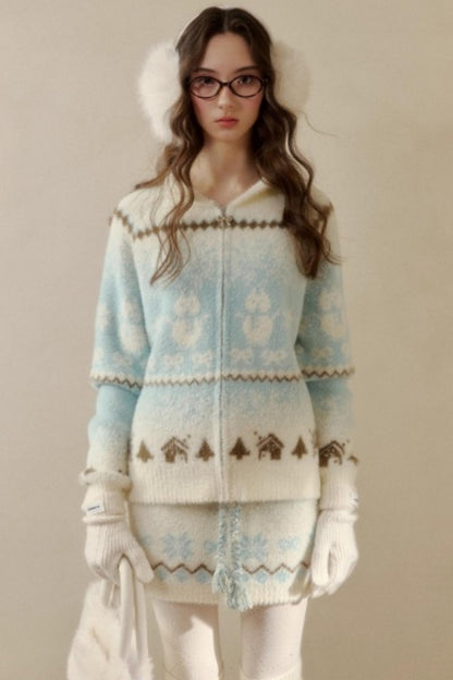 Fair Isle Mink Sweater Skirt Set-Up