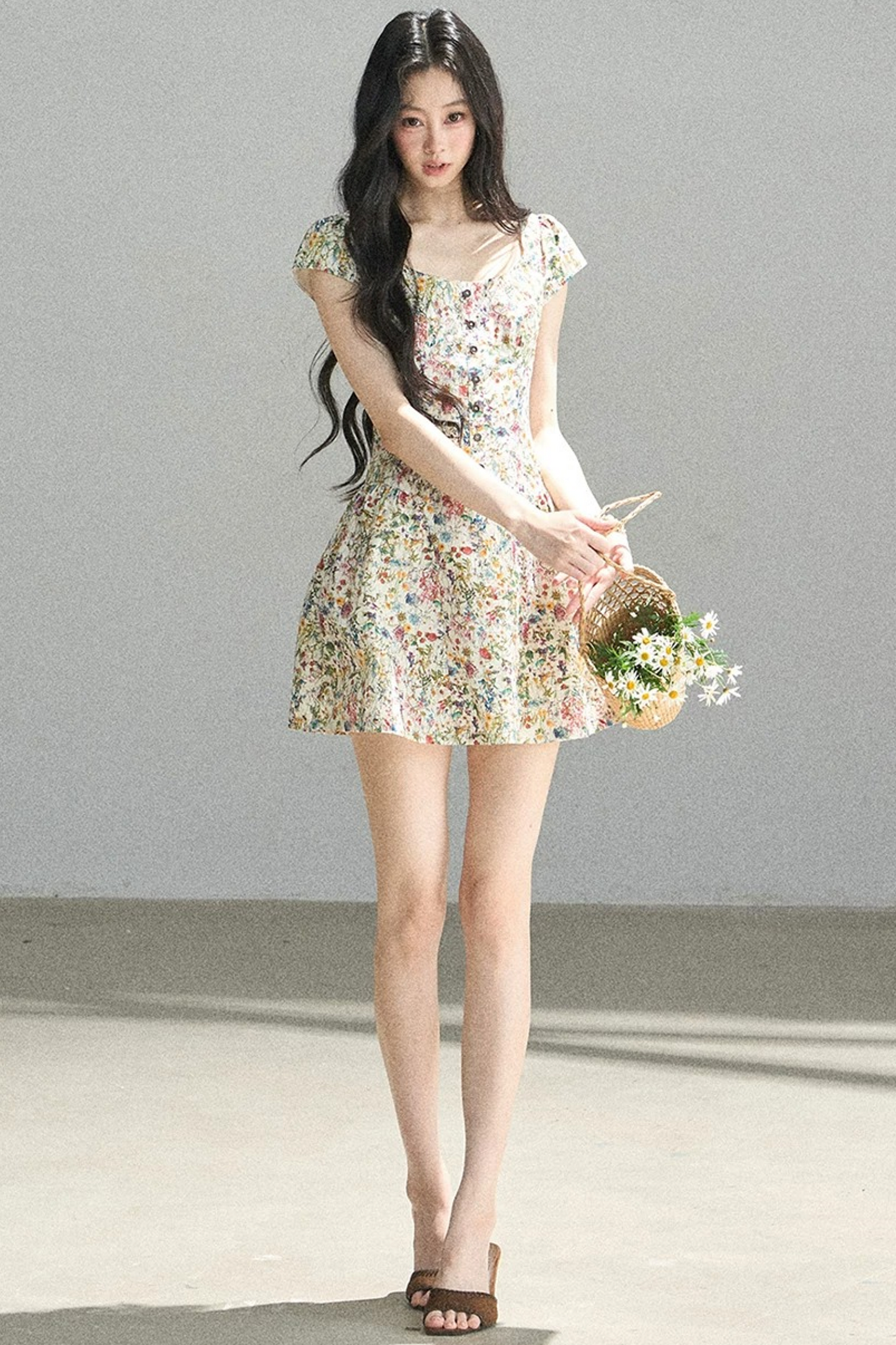 Youthful Floral Puffy Dress