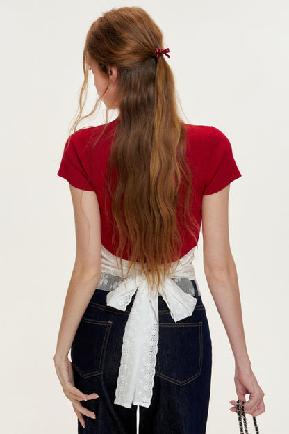 Slim-Fit Knitted Short-Sleeved T-Shirt