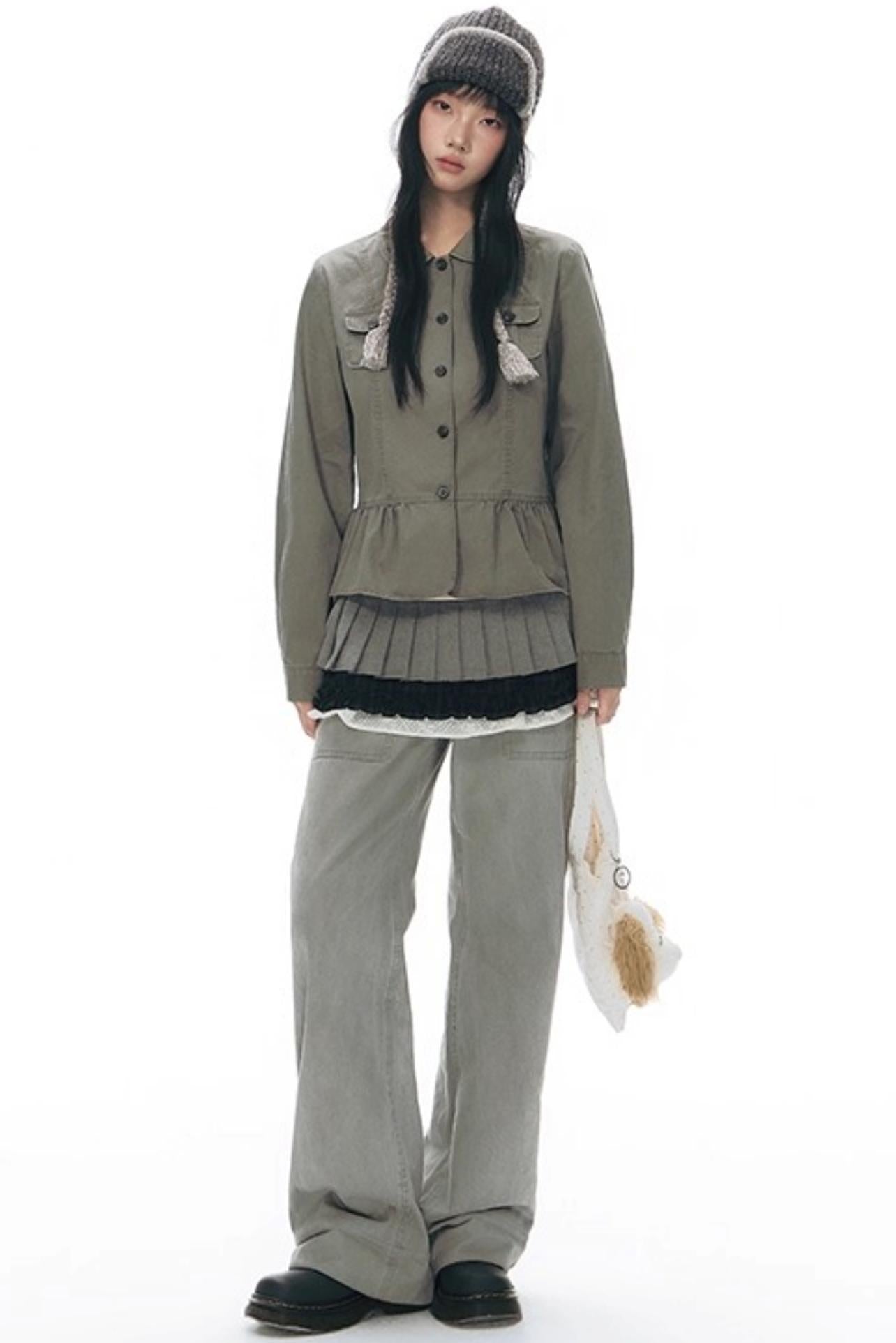 Knit Button Hem Pants