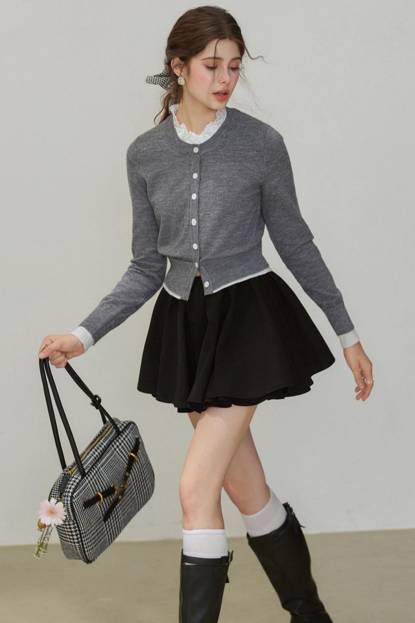 Ruffled Pleated A-Line Skirt