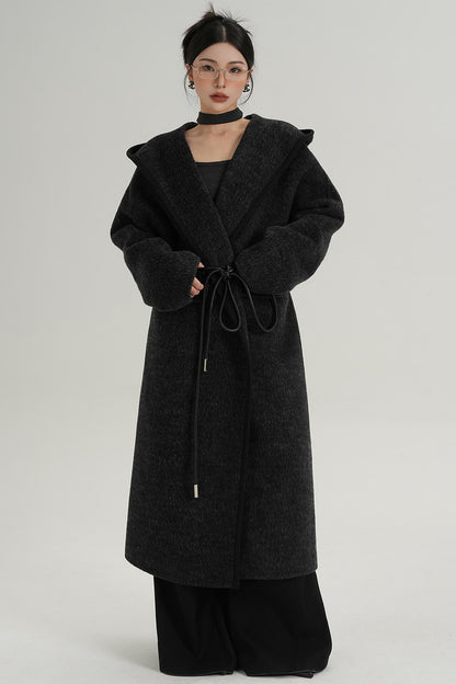 Lace-Up Wool Minimal Coat