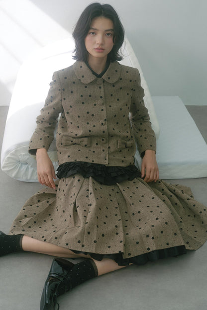 Elastic Pleated Skirt Suit Set-Up