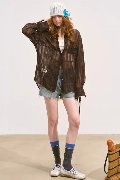 Plaid Mesh Summer Shirt Jacket