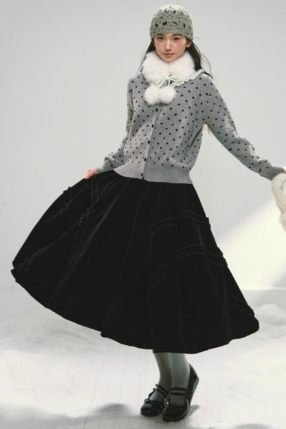 Lace Collar Polka Dot Cardigan