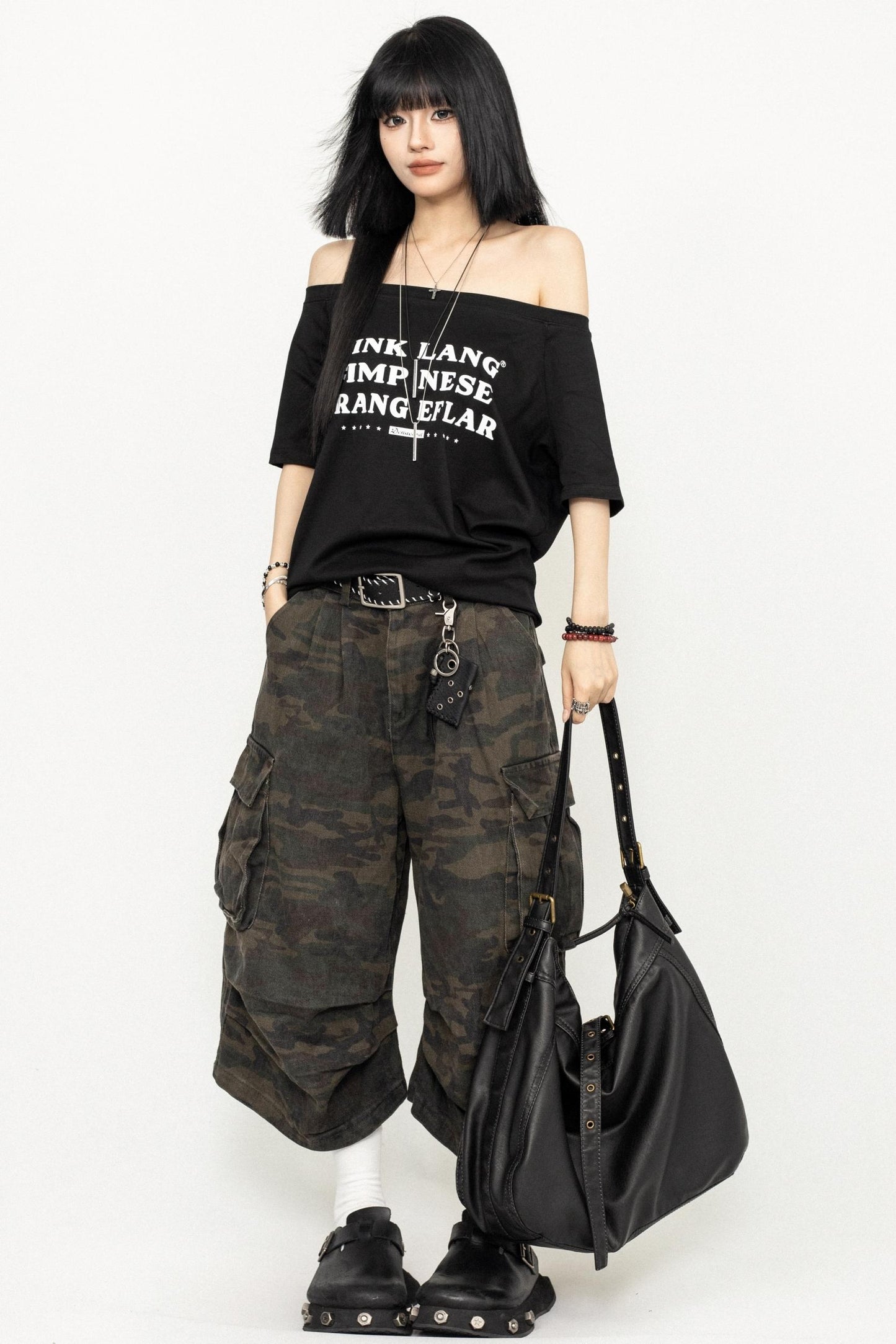 Vintage Camouflage Wide-Leg Pants