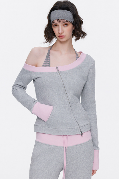 One-Shoulder Color-Blocked Top Set-Up