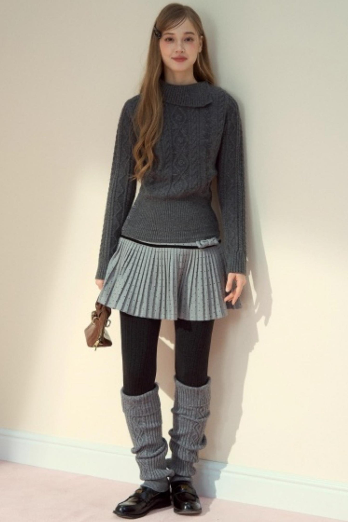 Twist Semi-Turtleneck Warm Knit Sweater