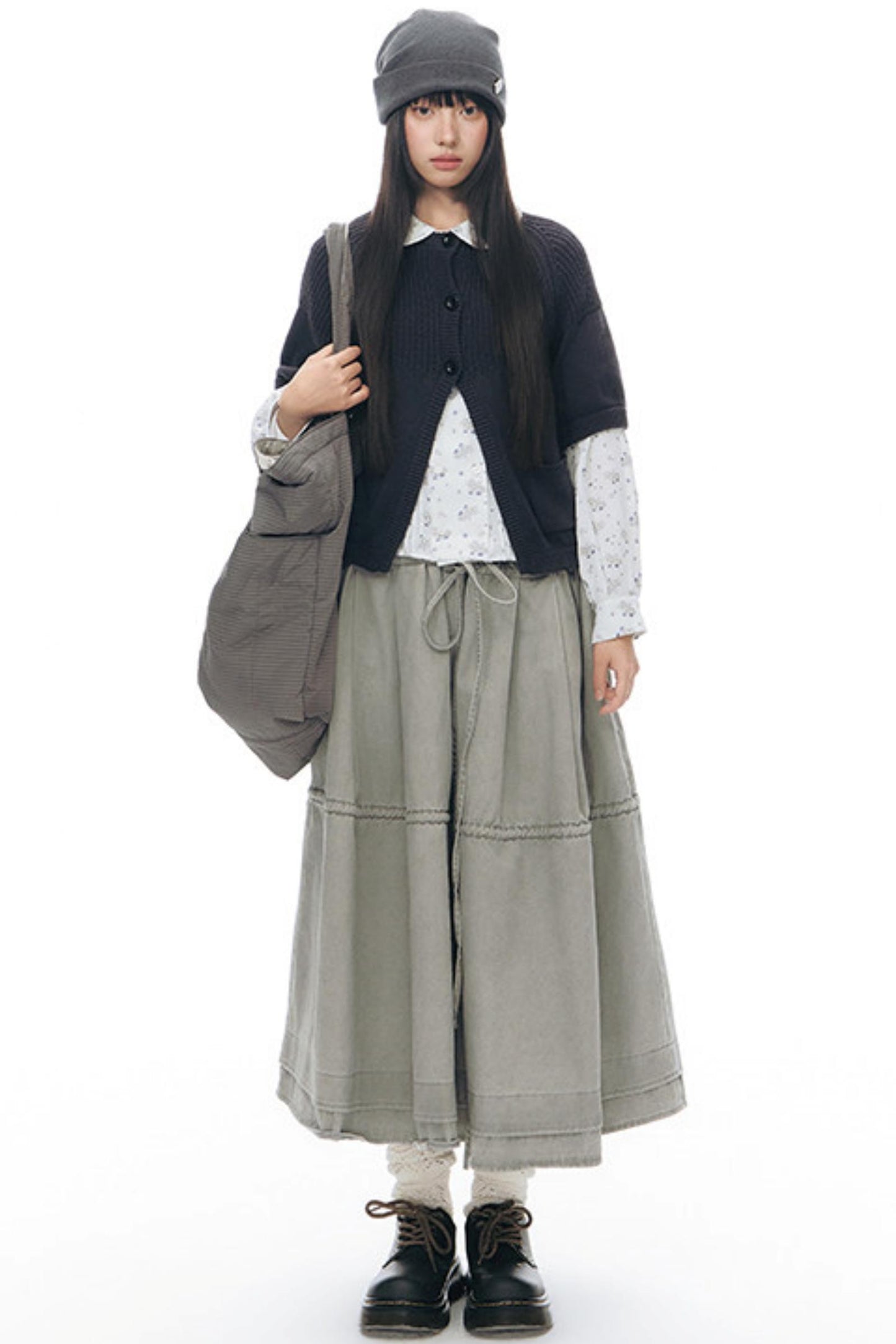 Vintage-Strickjacke mit mittellangen Ärmeln